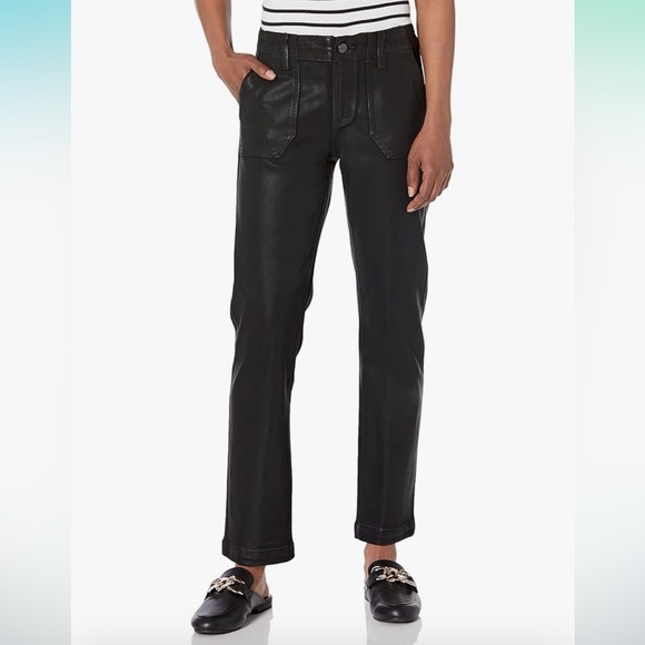 PAIGE Women's Mayslie straight leg high rise black fog luxe coating size 31 - Picture 5 of 8